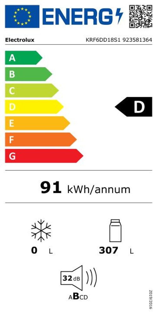 Réfrigérateur encastrable 1 porte ELECTROLUX 307L Froid brassé Blanc - KRF6DD18S1