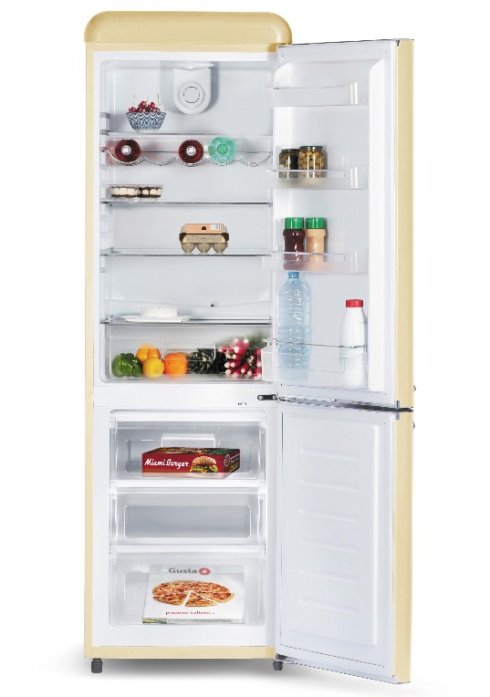 SCHNEIDER Réfrigérateur congélateur bas Vintage 304L Crème - SCB300VCR