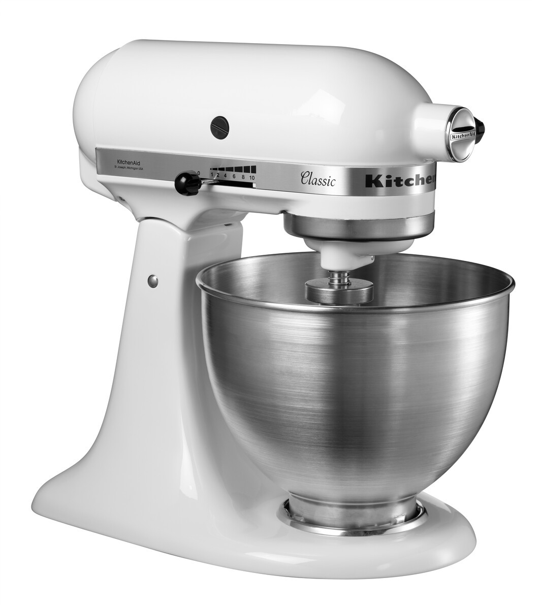 KITCHENAID Robot culinaire pâtissier multifonction Classic à tête inclinable 4.3L Blanc - 5K45SSEWH