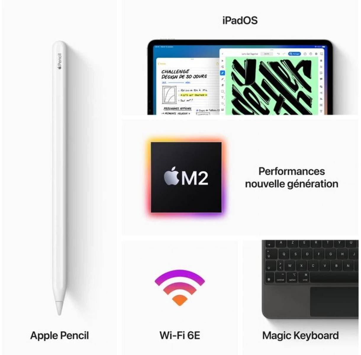 APPLE iPad Pro 11" Puce Apple M2 (Fin 2022) 128Go Wifi Gris sidéral - IPADPRO11-MNXD3NF