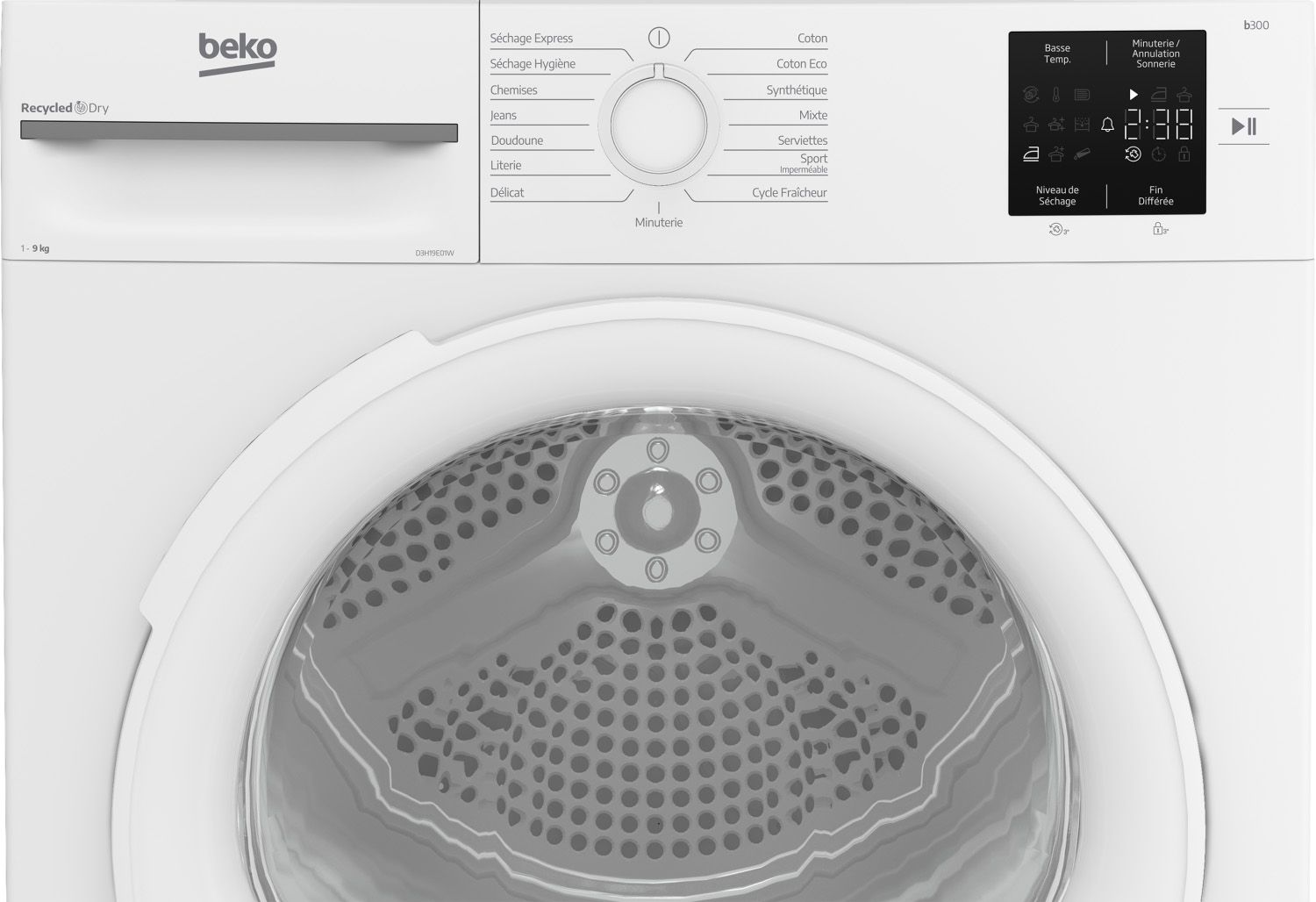 Sèche-linge pompe à chaleur BEKO 9kg Blanc - D3H19E01W