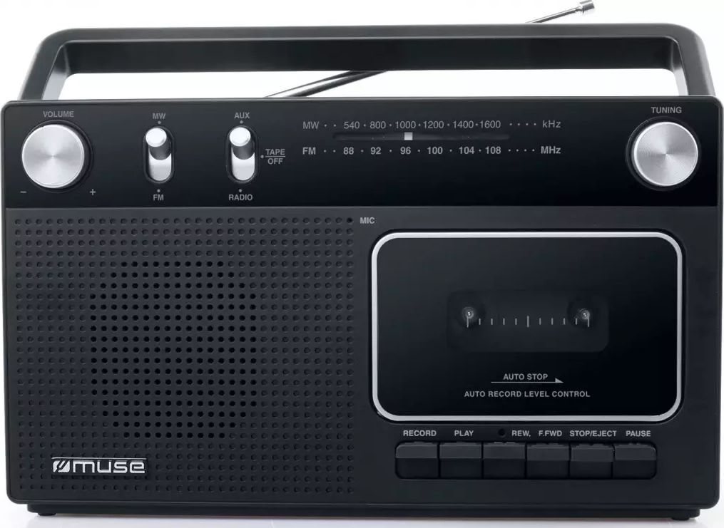 Radio FM MUSE Cassette Enregistrement Piles Noir M152RC