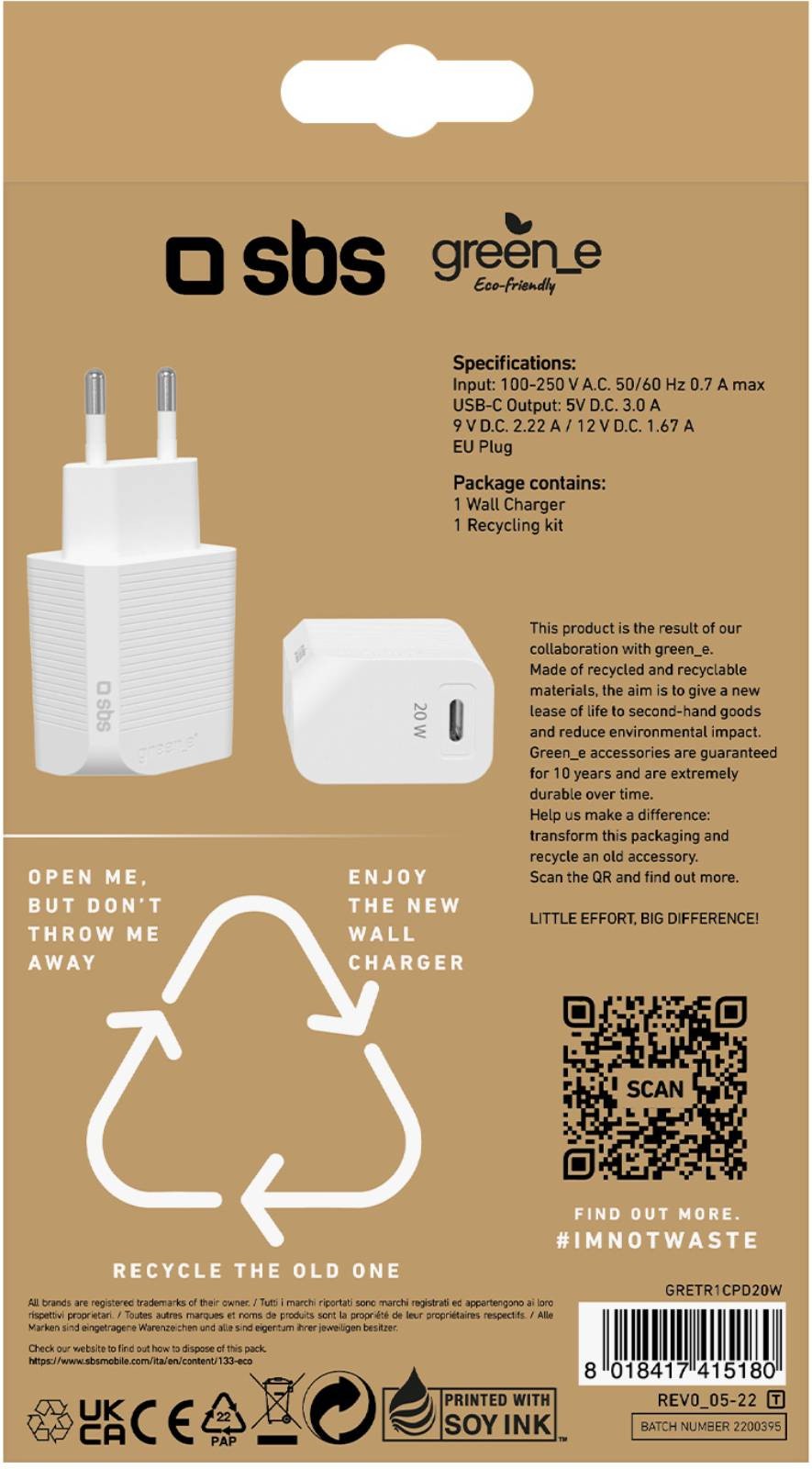 SBS Chargeur secteur  - CHARG-PD20W-USBC