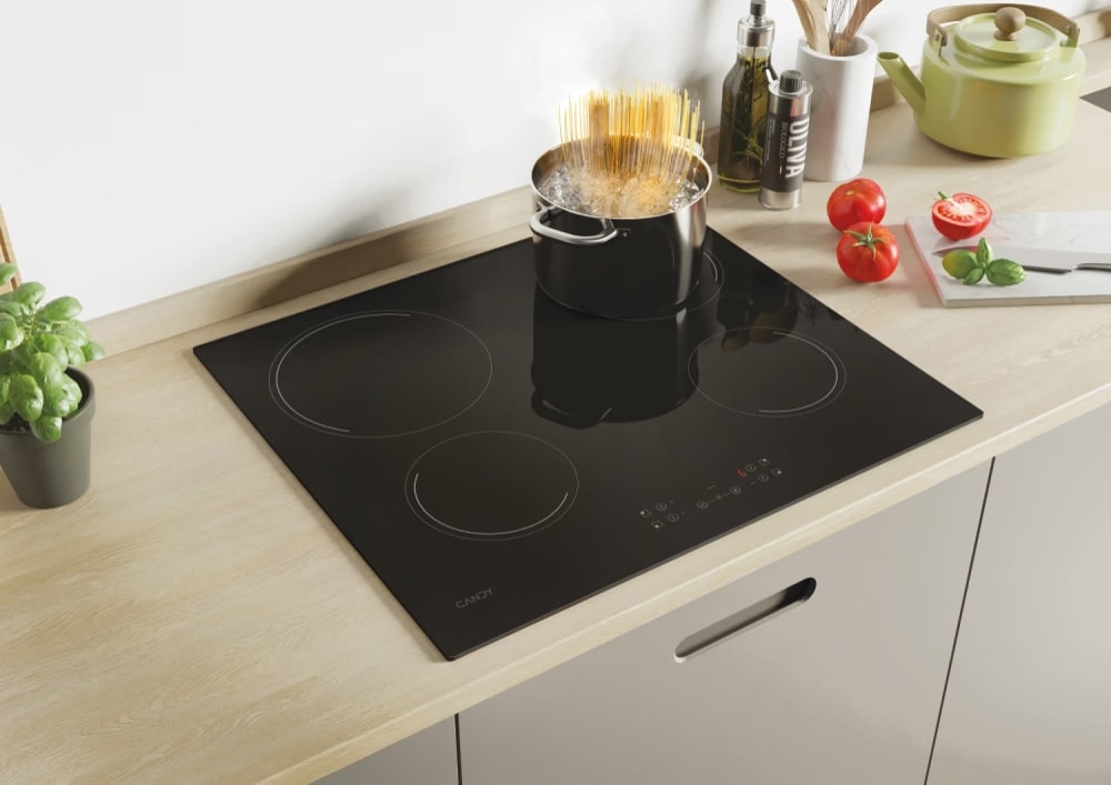 Plaque vitroceramique CANDY , 4 foyers, 6500W, 60cm, Noir - CH64CCB