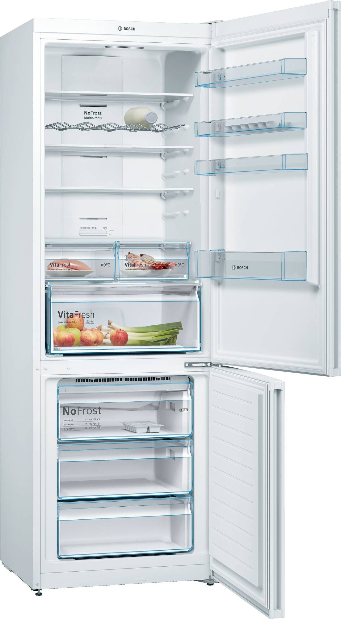 BOSCH Réfrigérateur congélateur bas Serie 4 NoFrost MultiAirflow 438L Blanc - KGN49XWEA