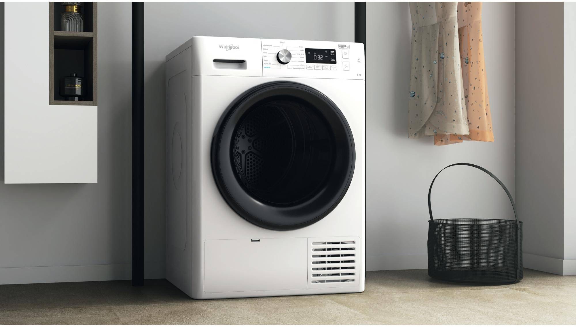 Sèche-linge pompe à chaleur WHIRLPOOL Fresh Care + 15 programmes 8Kg Blanc - FFTM1182BFRR Sèche-linge pompe à chaleur WHIRLPOOL Fresh Care + 15 programmes 8Kg Blanc - FFTM1182BFRR