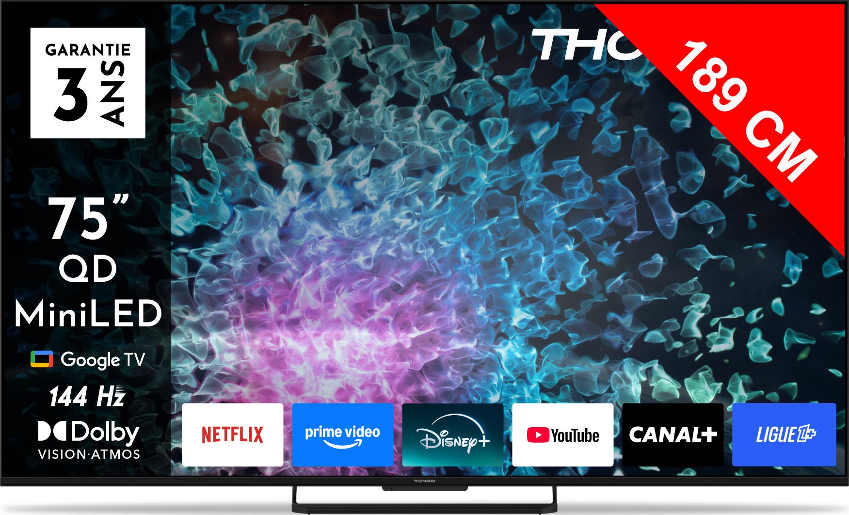 TV Mini LED 4K 164 cm THOMSON 75" 4K 144Hz Noir 75MG7C15