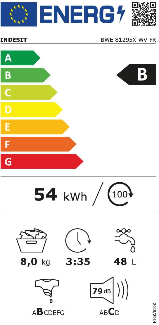 Lave linge Frontal INDESIT  - BWE81295XWVFR