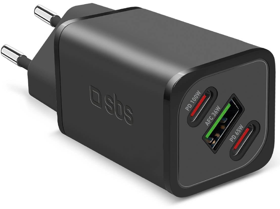 Chargeur secteur SBS Universel Noir TETRGANUSB2CPD100W