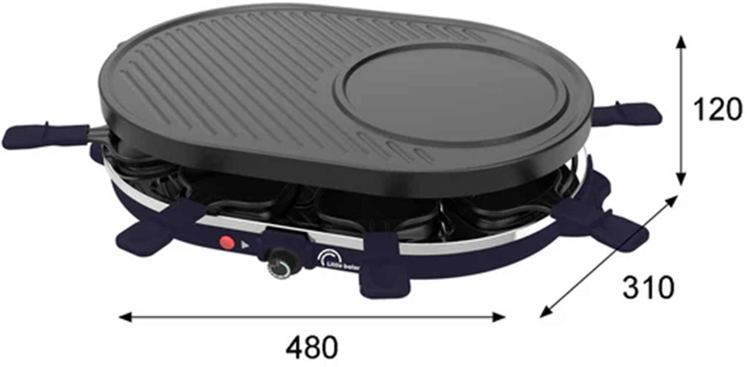 Raclette Multifonction LITTLE BALANCE 8 personnes 1200W Bleu - 8749