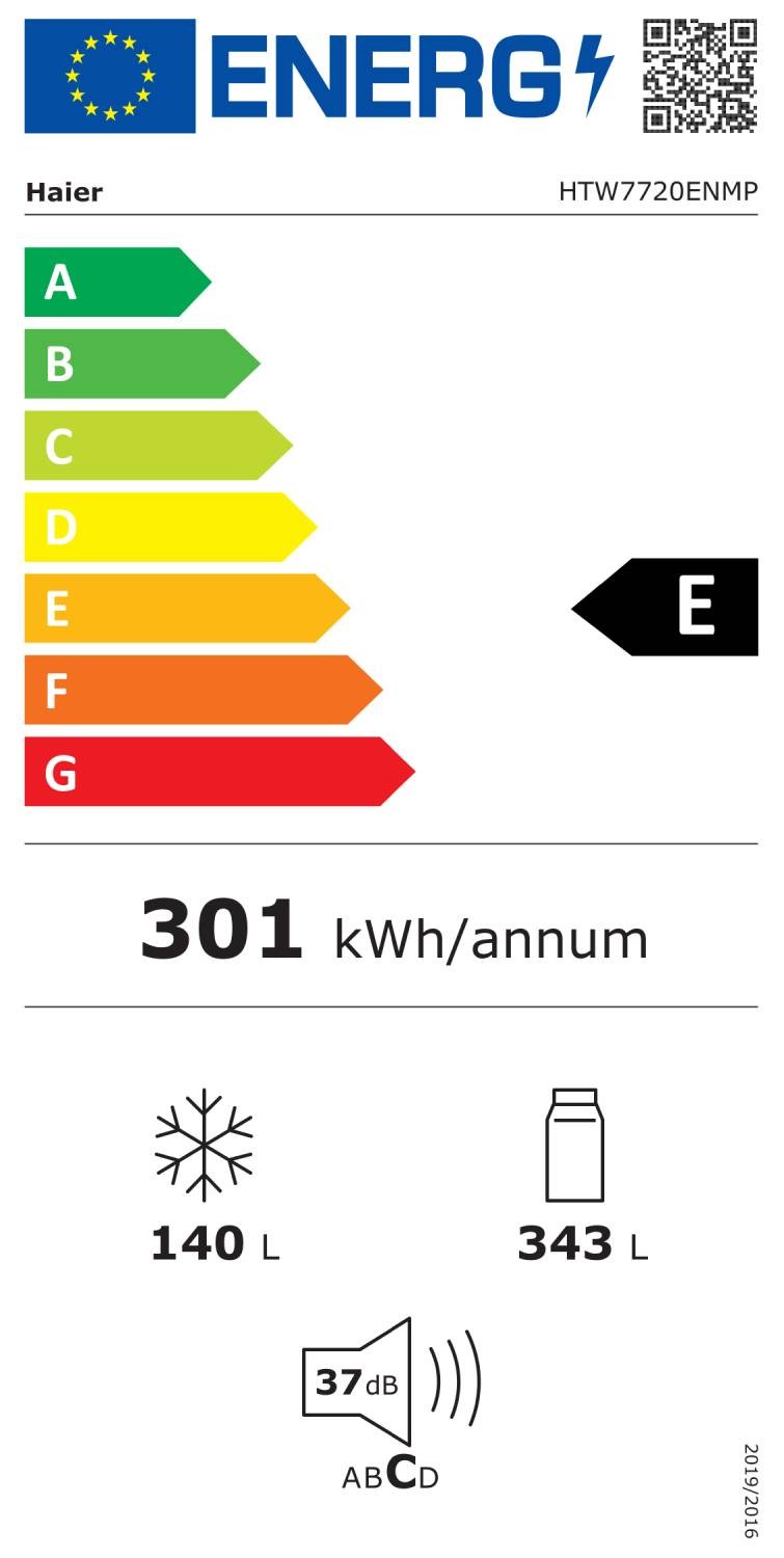 HAIER Réfrigérateur congélateur bas Total No Frost 343L Inox - HTW7720ENMP