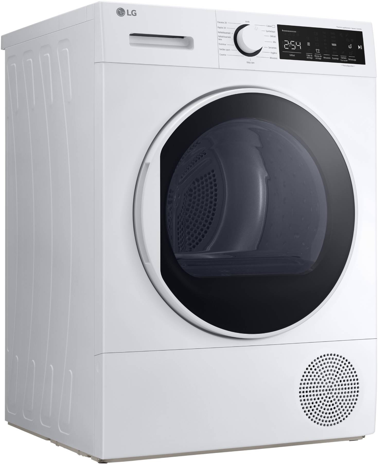 Sèche-linge pompe à chaleur LG , programmes rapides, 8kg, Blanc - RH8D13WH