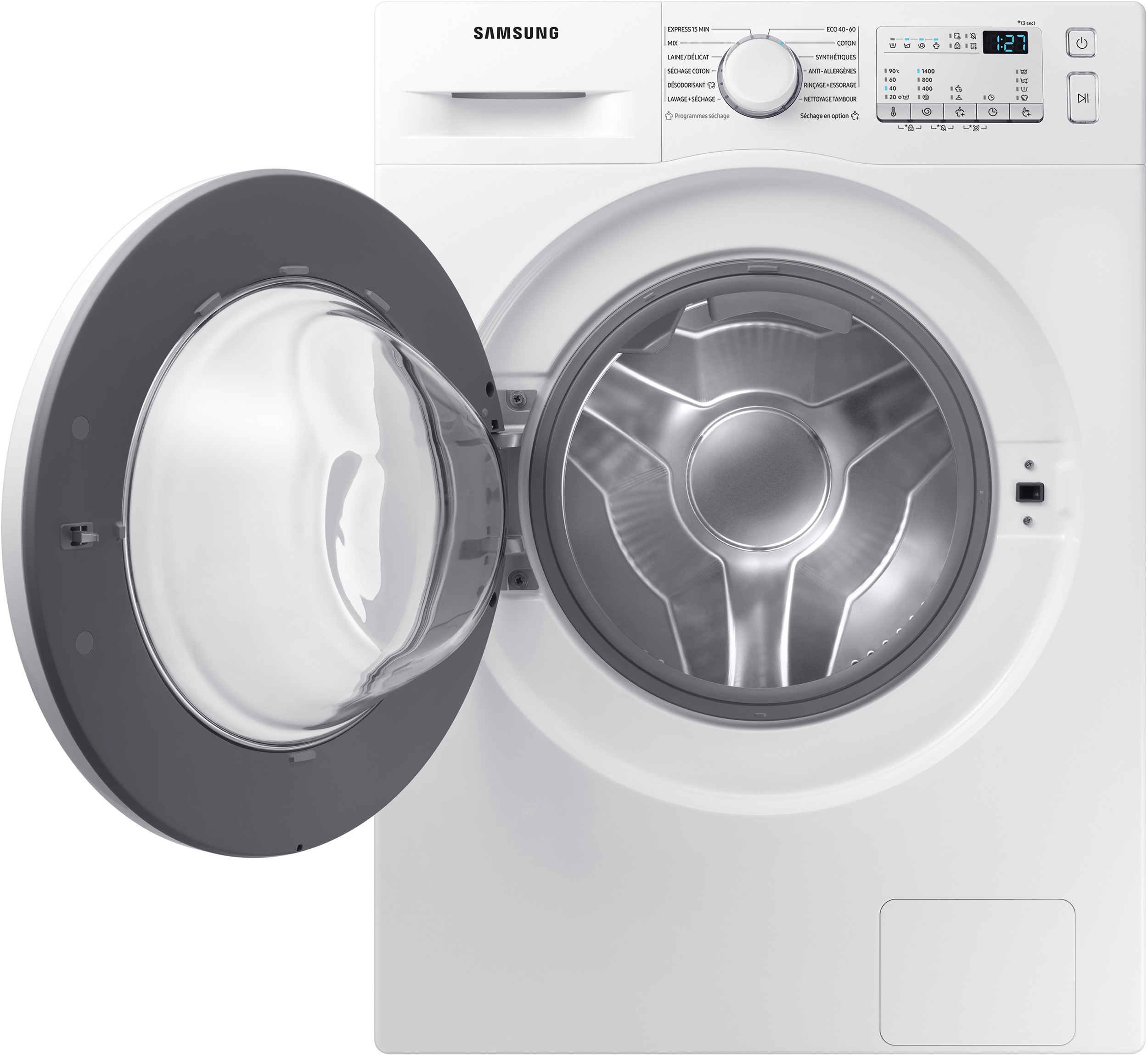 Lave linge sechant Frontal SAMSUNG Ecobubble, 1400 trs/mn, 8/5kg, Blanc - WD80T4046EWEF