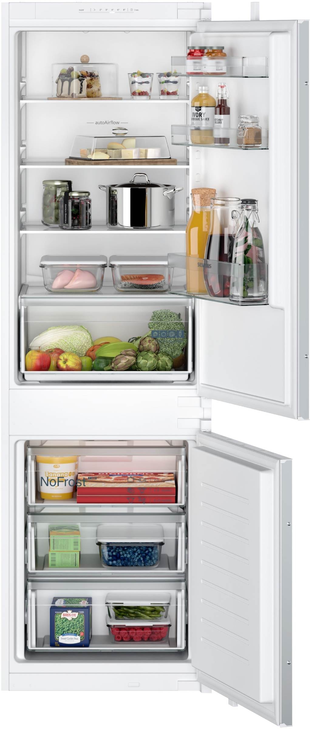 Réfrigérateur congélateur encastrable SIEMENS 260L Froid brassé Blanc KI86NNSE0