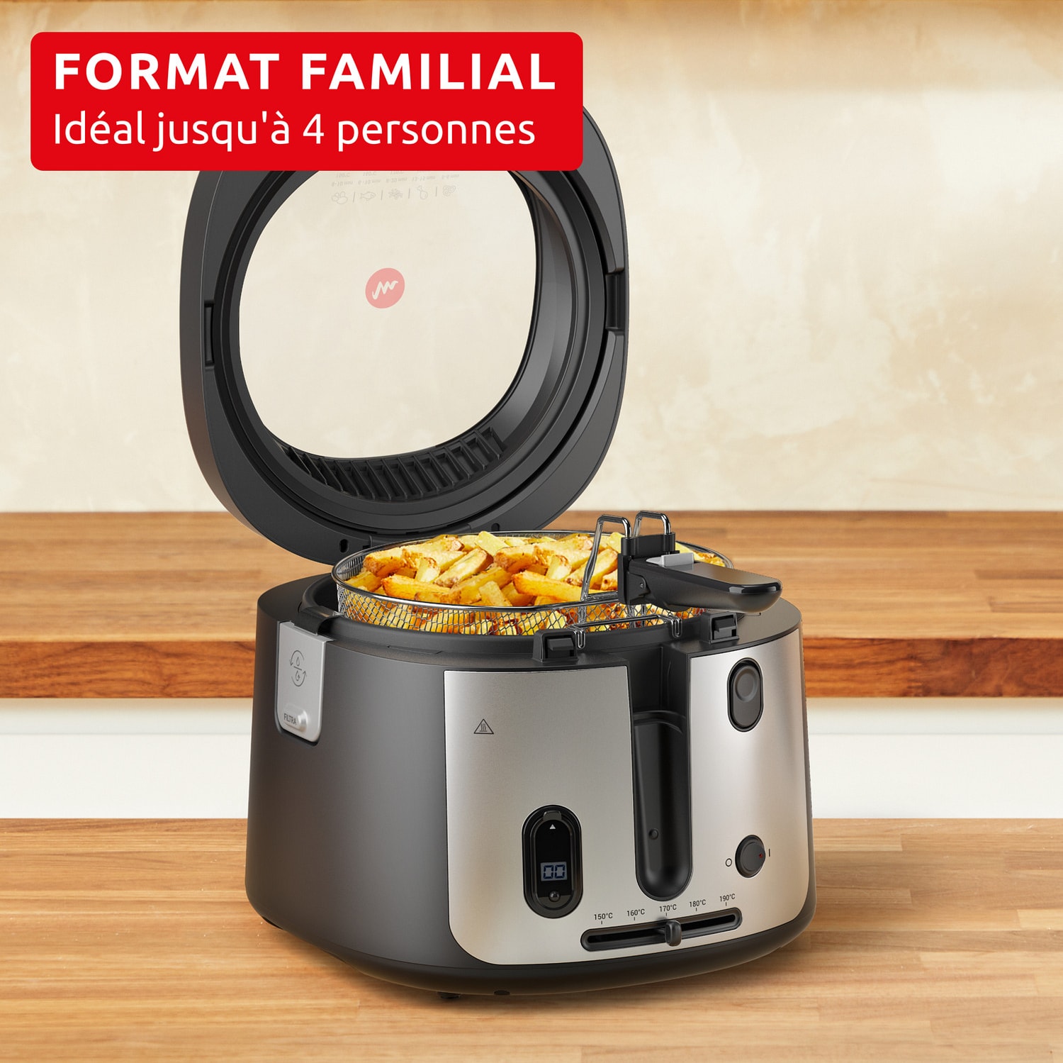 Friteuse MOULINEX 1.2KG 2.1L 1900W Métal - AF2588E0
