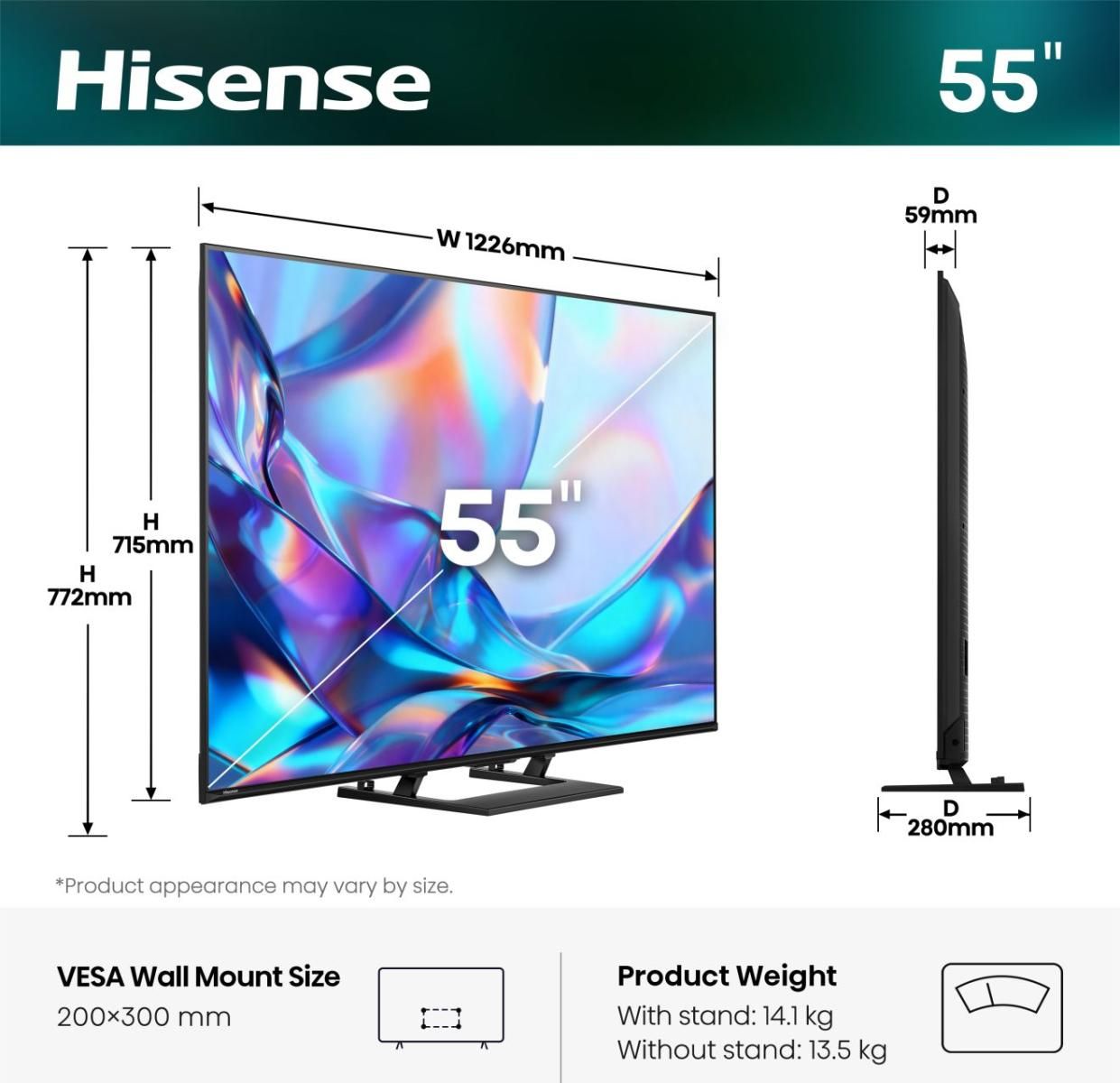 TV QLED 4K 139 cm HISENSE 55" 4K 60Hz Noir - 55A7S