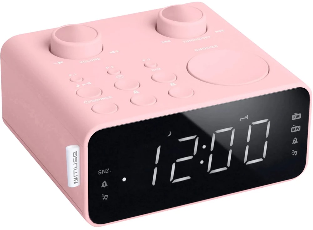 Radio réveil MUSE FM Double Alarme Affichage LED Rose M17CPK