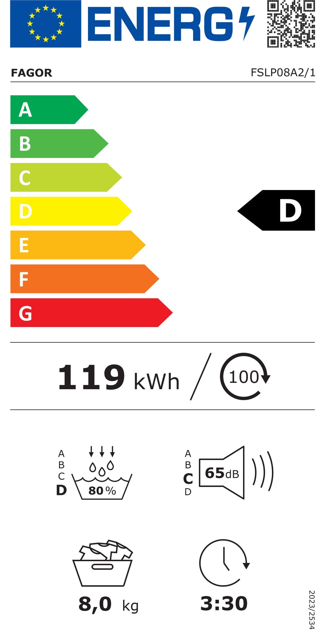 Sèche-linge pompe à chaleur FAGOR 8kg Blanc - FSLP08A2/1