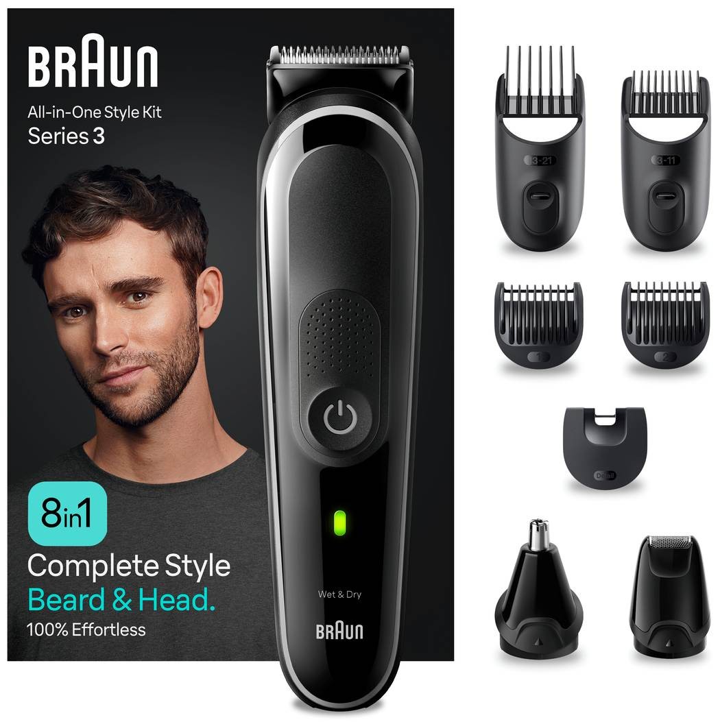 Tondeuse multifonction BRAUN Series 3 8-en-1 MGK3440 pour barbe, cheveux, oreilles et nez - MGK3440