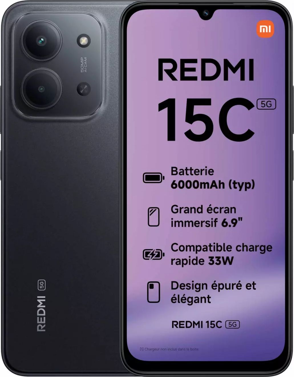 Smartphone XIAOMI Redmi 15c 5G 256Go Noir REDMI15C5GNOIR256