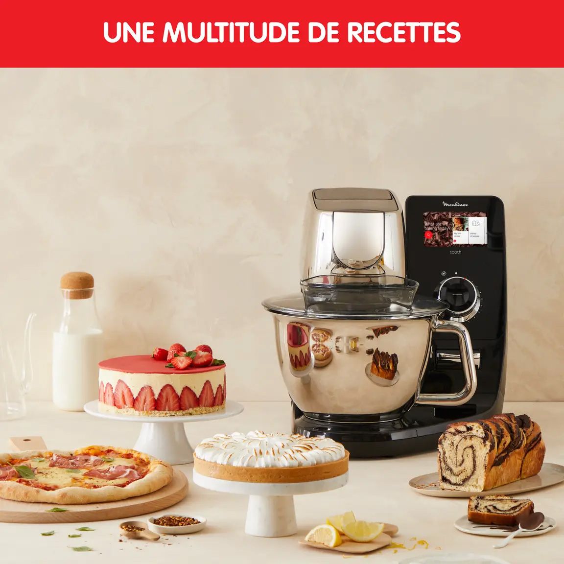 Robot pâtissier MOULINEX 5.5L 1200W Noir - QA950D10
