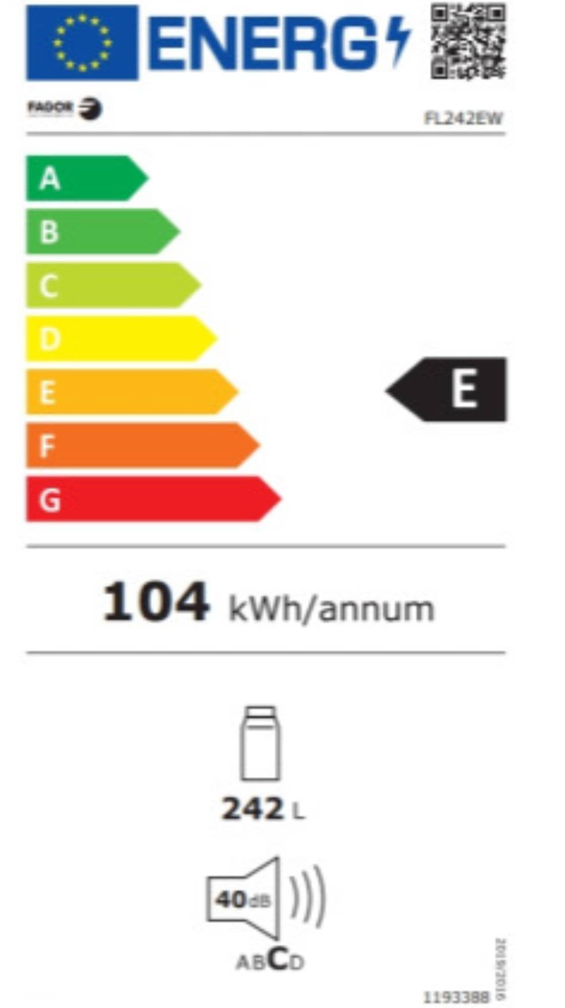 Réfrigérateur 1 porte FAGOR froid statique, 242L, Blanc  - FL242EW