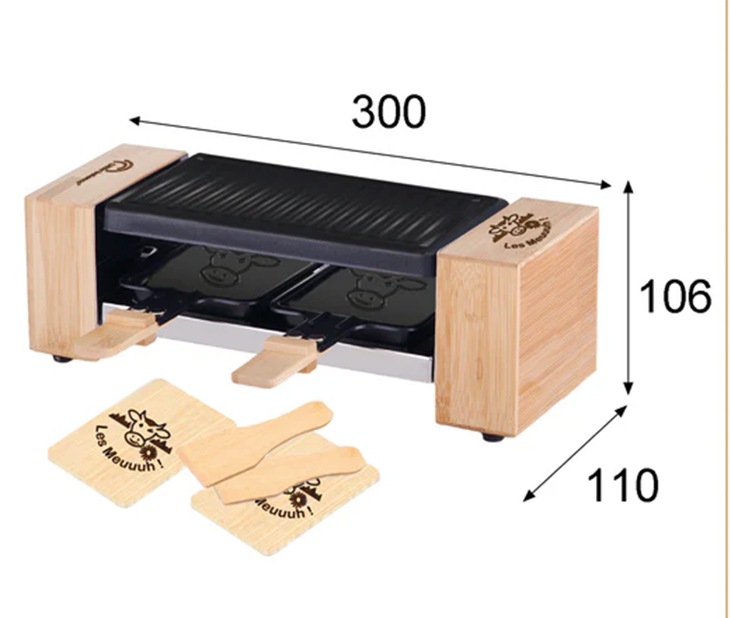 Raclette Multifonction LITTLE BALANCE 2 personnes 320W Bois - 8618