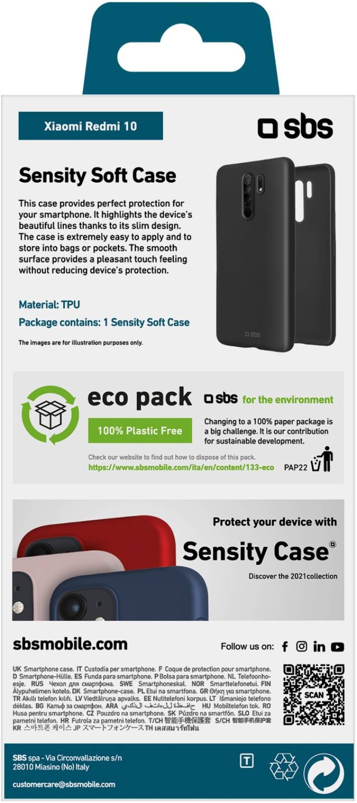 Coque smartphone SBS  Sensity pour Xiaomi Redmi 10 4G/10 2022 - COQUE-SENS-RED10/4G