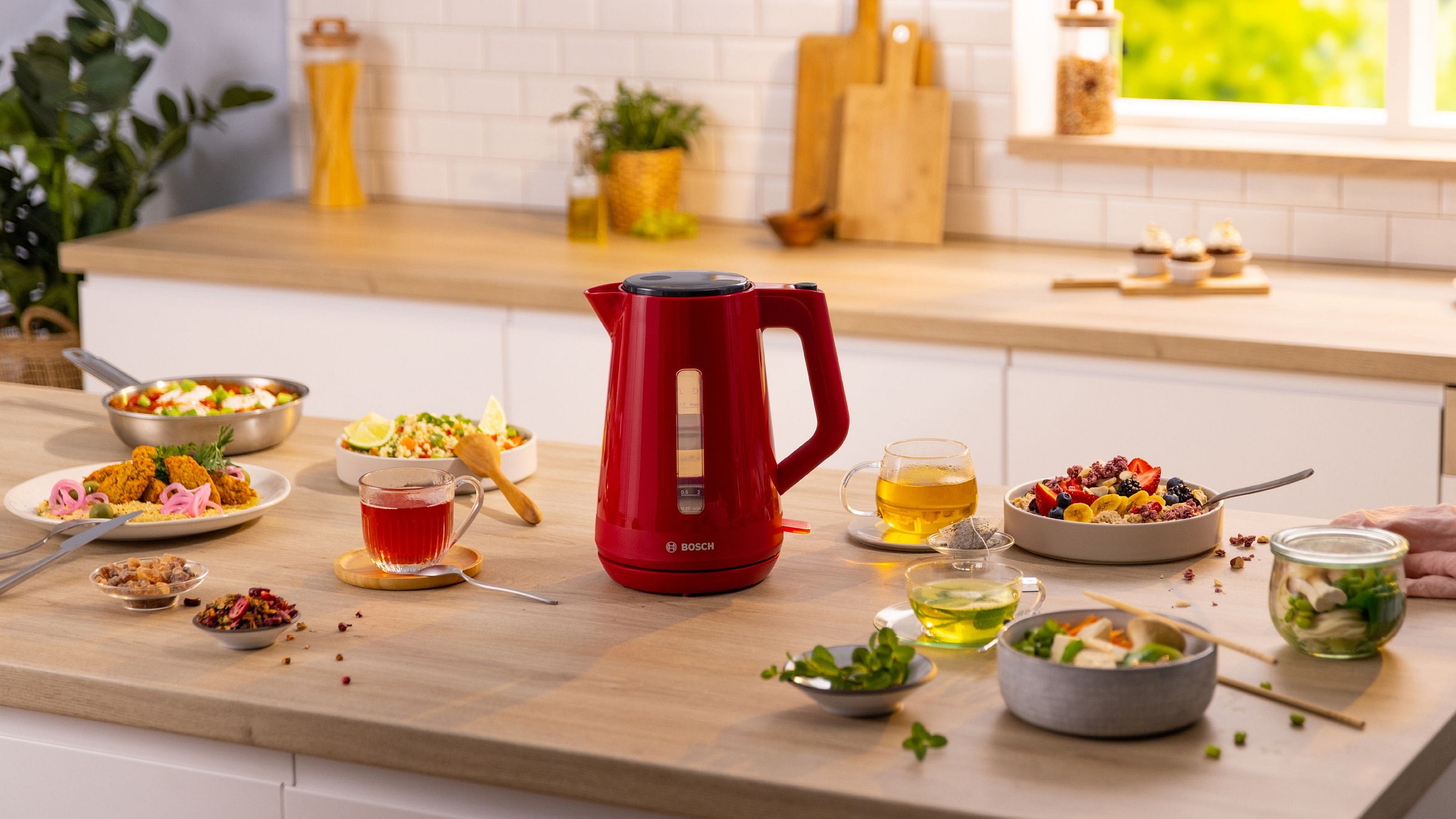 Bouilloire BOSCH Sans fil 1,7L 2400W Rouge - TWK1M124