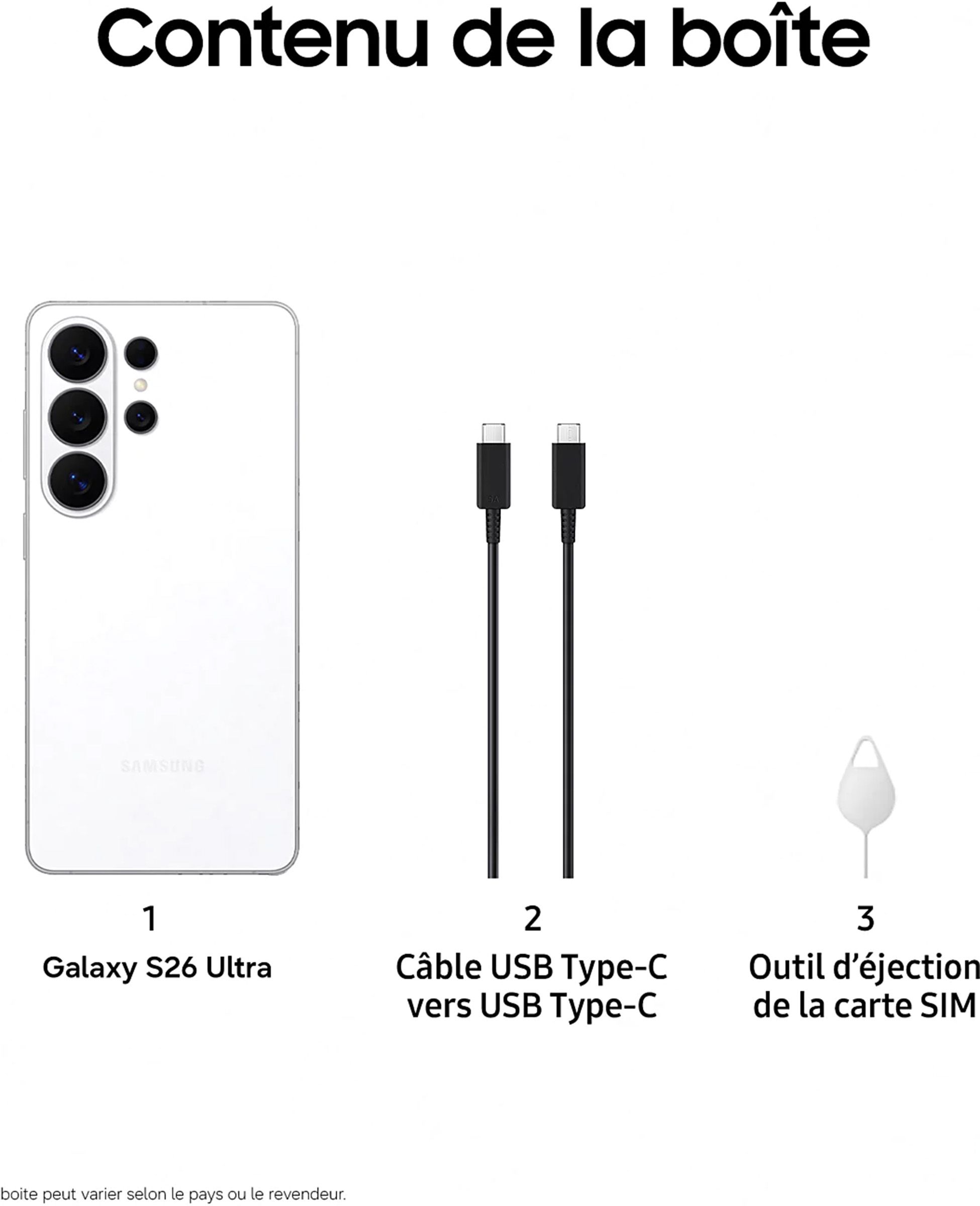 Smartphone SAMSUNG Galaxy S26 Ultra 5G 512Go Blanc - GALAXY-S26U-512G-BLC