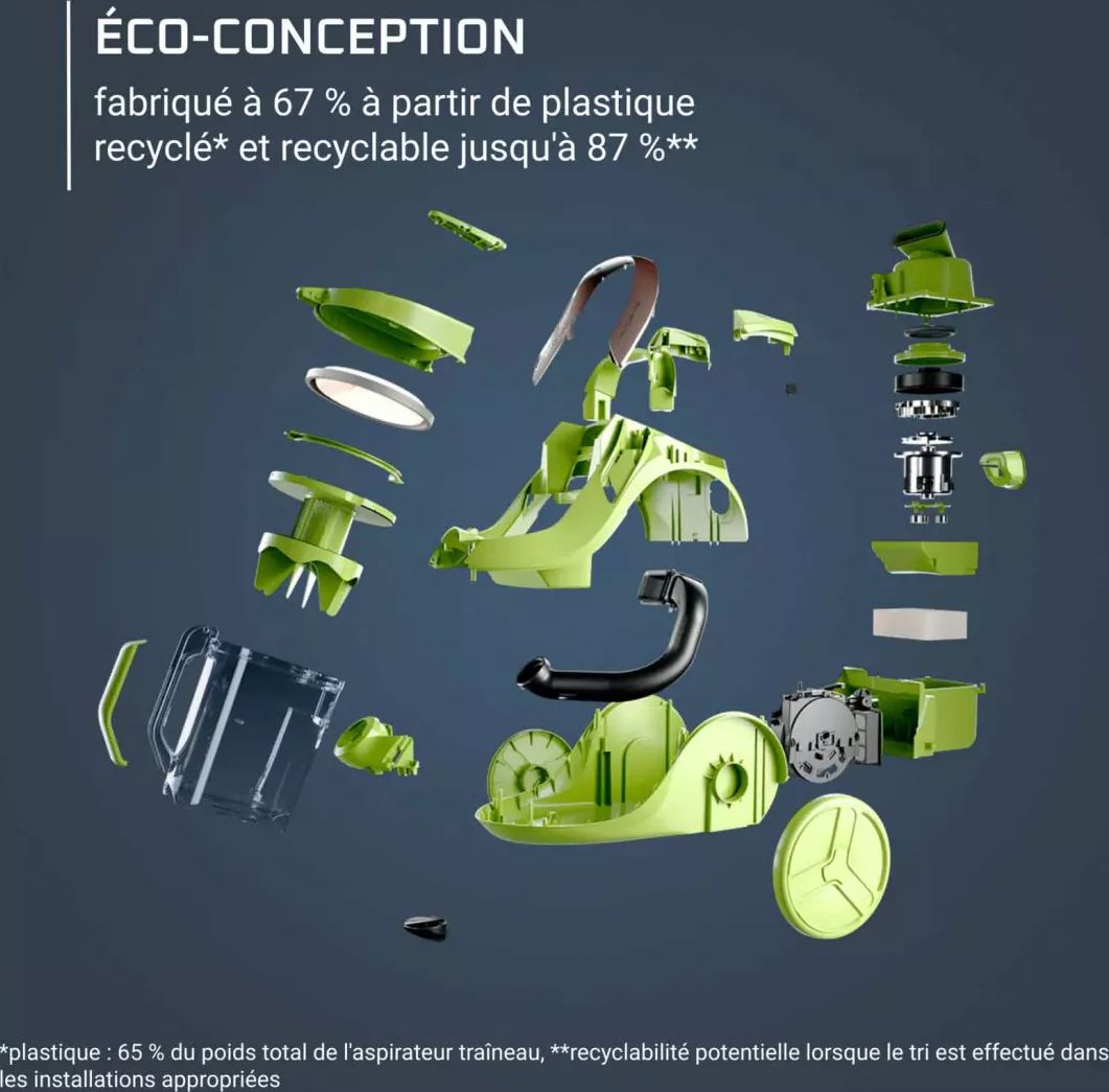 Aspirateur traîneau ROWENTA Green Force Cyclonic Effitech 500W Noir - YY5787FE