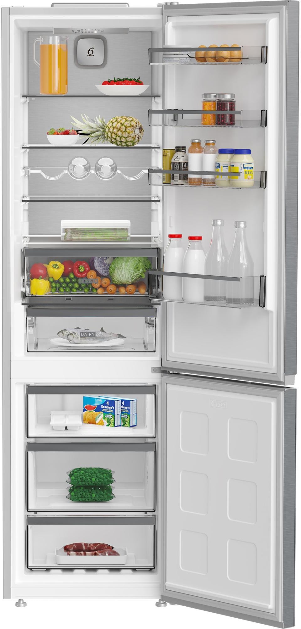 Réfrigérateur congélateur bas WHIRLPOOL Total No Frost, 355L, Gris - WHK25404XP8E