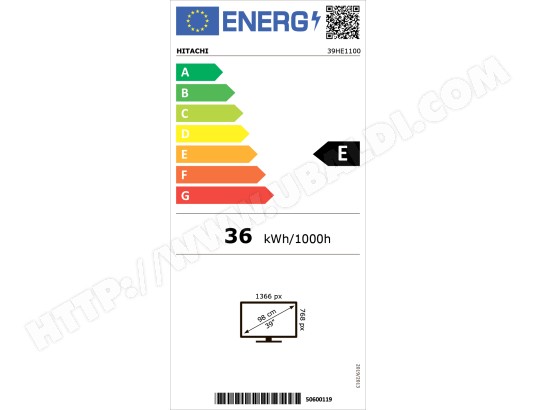 HITACHI TV LED 98 cm 39" - 39HE1100