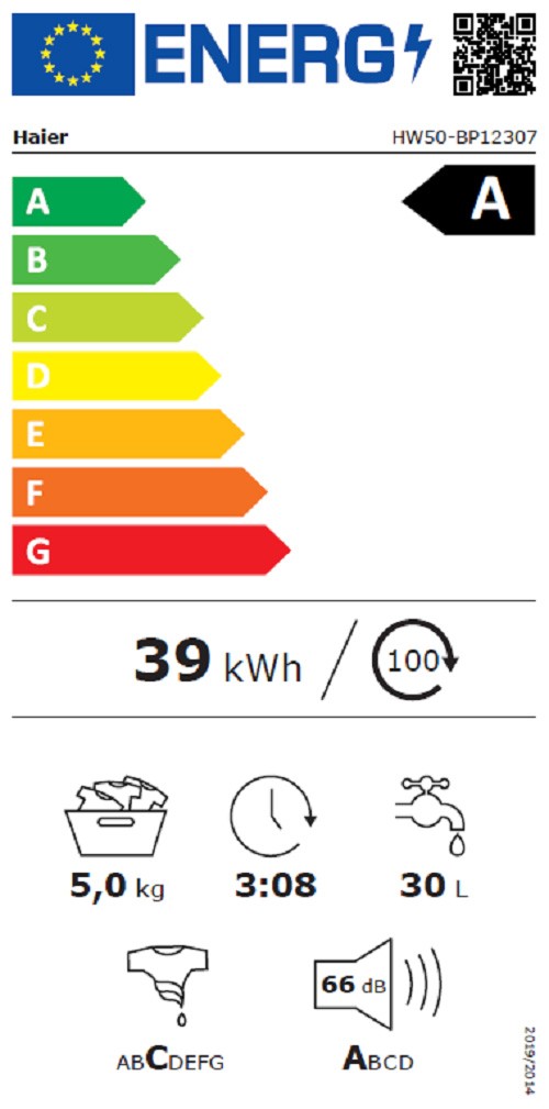 Lave linge Frontal HAIER ,1200 trs/mn, 5kg, Blanc - HW50-BP12307-S Lave linge Frontal HAIER ,1200 trs/mn, 5kg, Blanc - HW50-BP12307-S