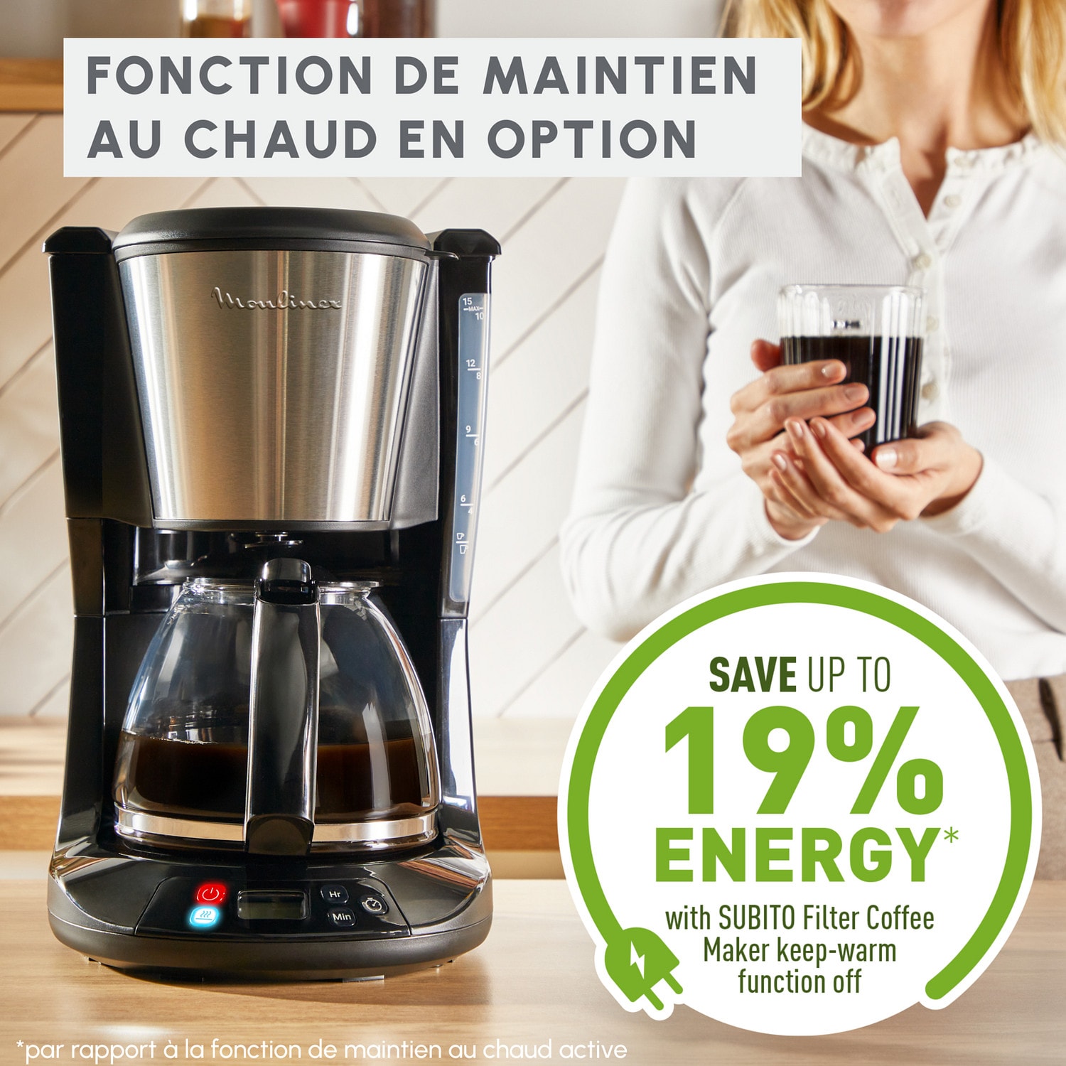 Cafetière MOULINEX Programmable 1.25L 15 tasses Inox - FG5S2DE0