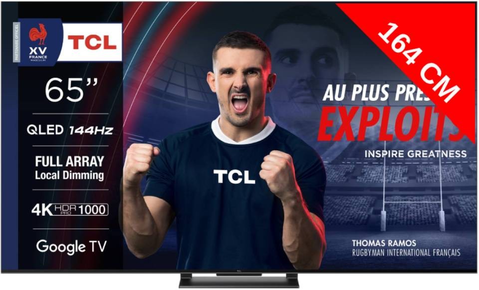 TCL TV QLED 4K 164 cm 144 Hz Dolby Atmos 65"  65QLED870