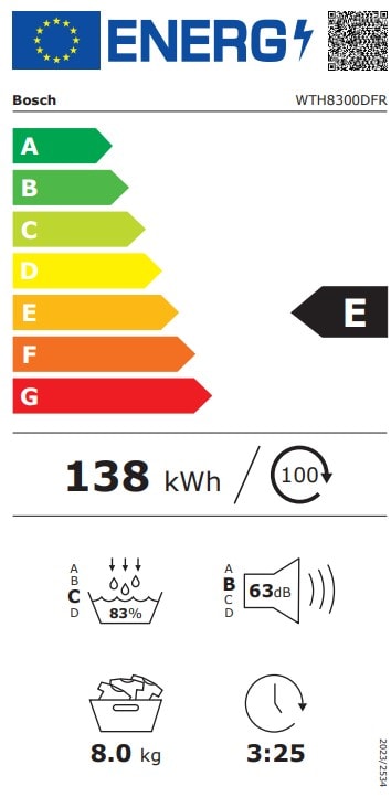 Sèche-linge pompe à chaleur BOSCH Série 4, AutoDry, 8kg, Blanc - WTH8300DFR Sèche-linge pompe à chaleur BOSCH Série 4, AutoDry, 8kg, Blanc - WTH8300DFR