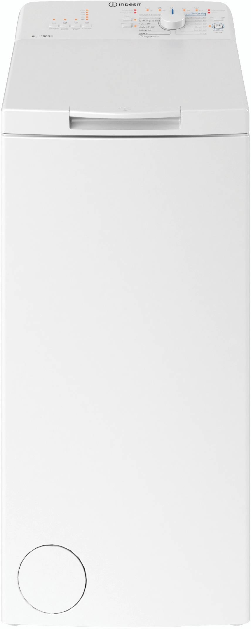 Lave linge Top INDESIT 6kg 1000trs/min Blanc BTWNL60400FR/N