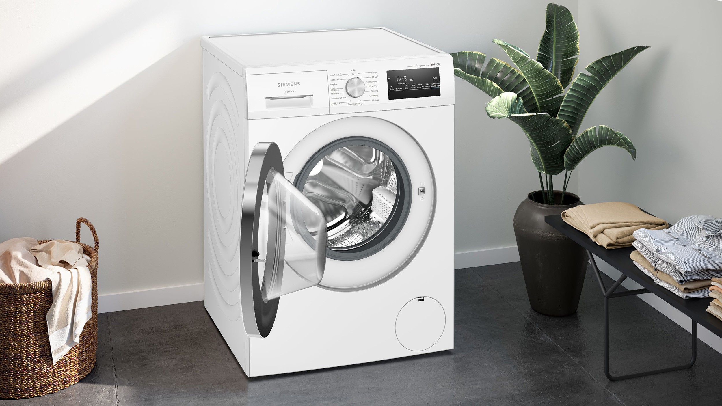 Lave linge Frontal SIEMENS iQ300, 1200 trs/min, 8Kg, Blanc - WM12N238FR