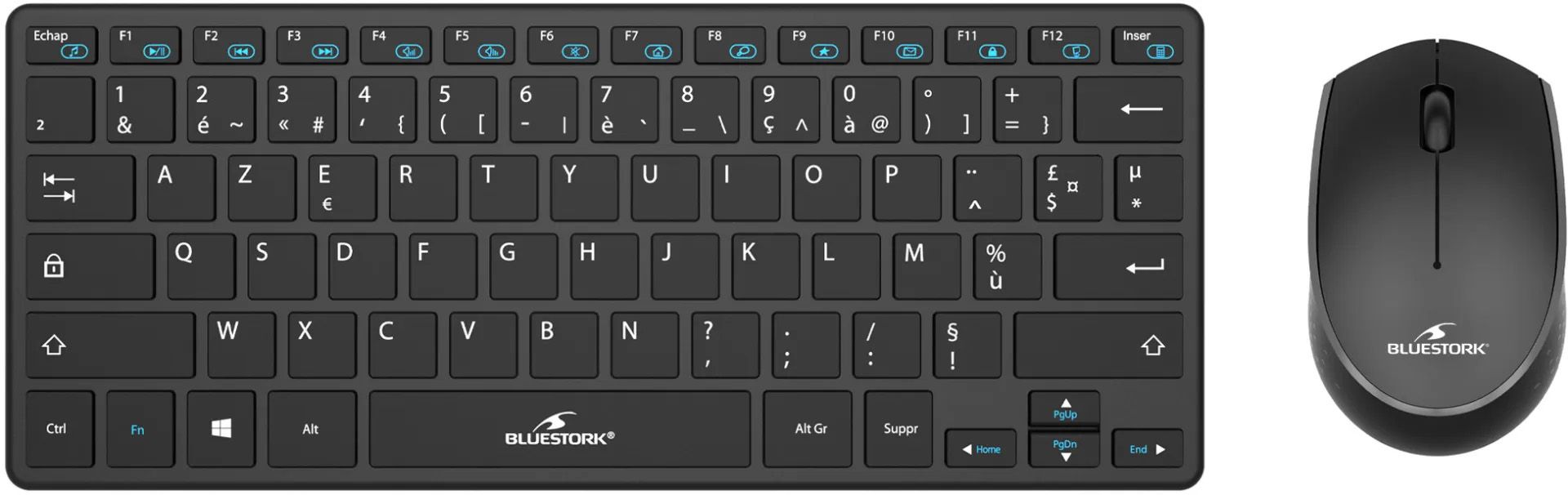 Clavier souris sans fil BLUESTORK Compact Ultra-fin Windows/Mac Nano USB PACK-MINI/FR
