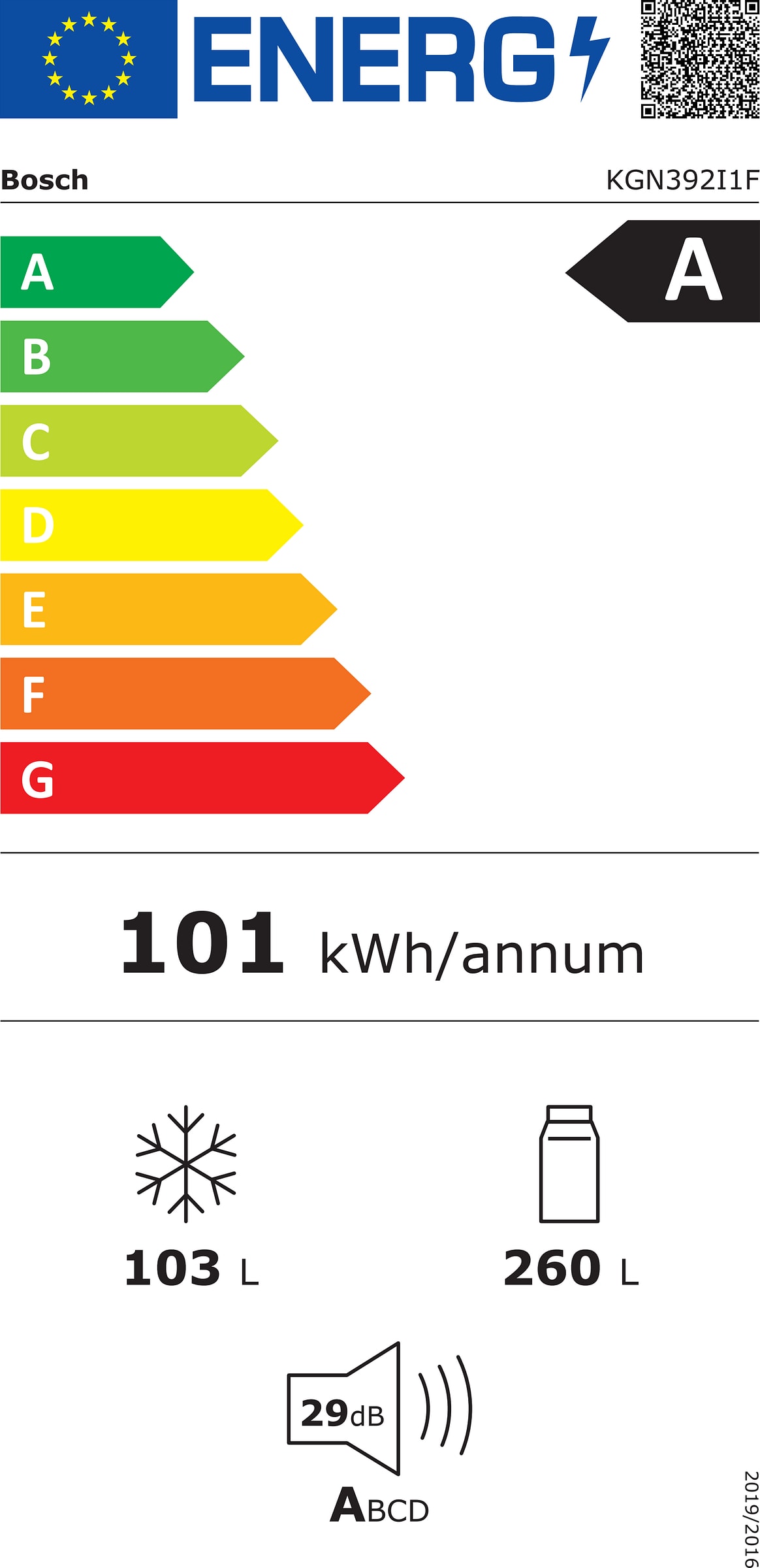 Réfrigérateur congélateur bas BOSCH 363L No Frost Inox - KGN392I1F