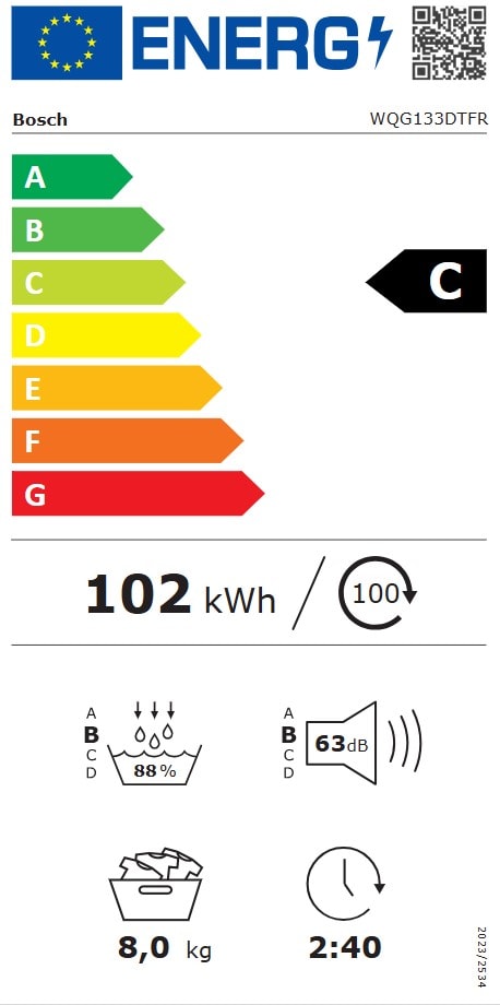 Sèche-linge pompe à chaleur BOSCH AutoDry et SensitiveDriyng system, 8Kg, Blanc - WQG133DTFR Sèche-linge pompe à chaleur BOSCH AutoDry et SensitiveDriyng system, 8Kg, Blanc - WQG133DTFR