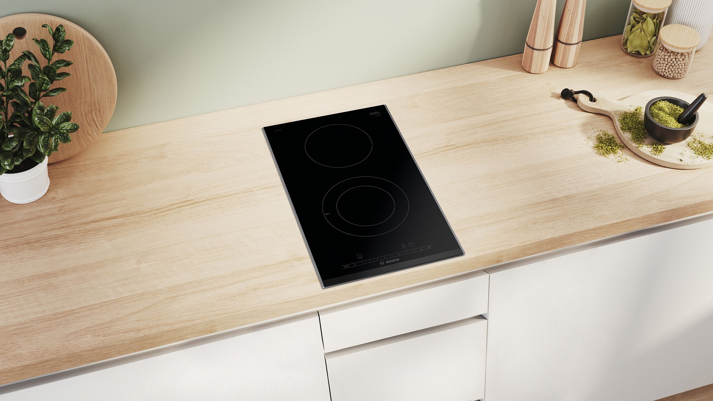 Domino electrique BOSCH 2 foyers 30 cm Noir - PKF375FP2E