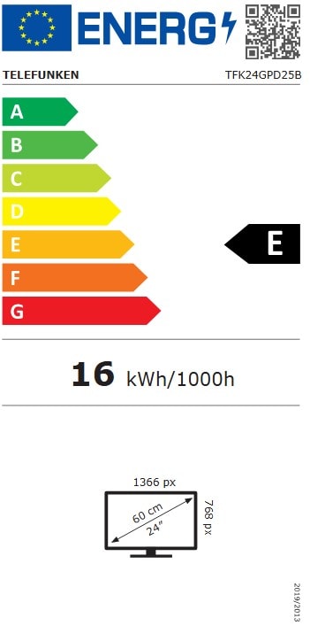 TV LED 60 cm TELEFUNKEN 24'' HDTV 50Hz Noir - TFK24GPD25B