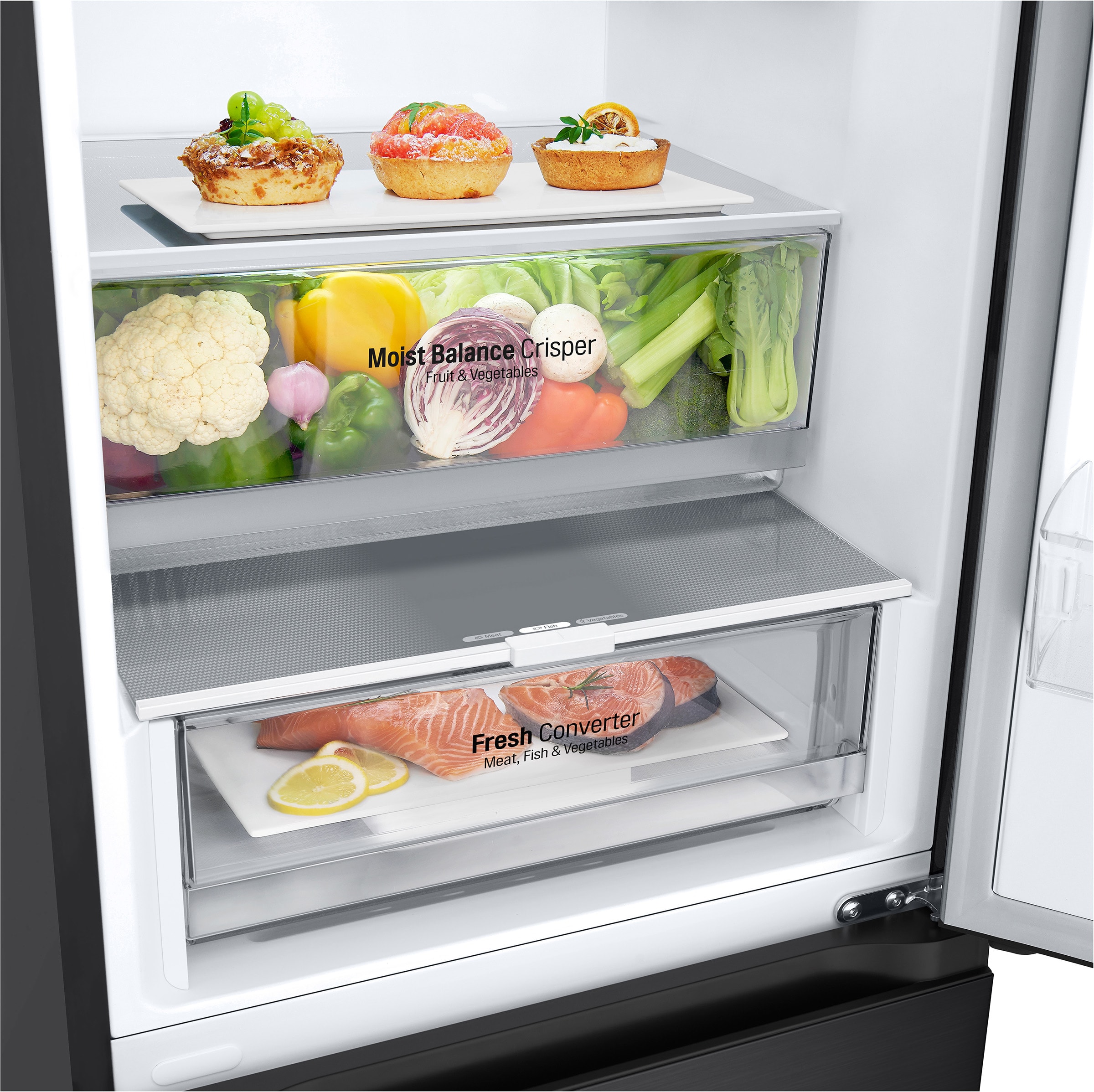 Réfrigérateur congélateur bas LG , Froid No Frost, 344L, Noir - GBV3100DEP Réfrigérateur congélateur bas LG , Froid No Frost, 344L, Noir - GBV3100DEP