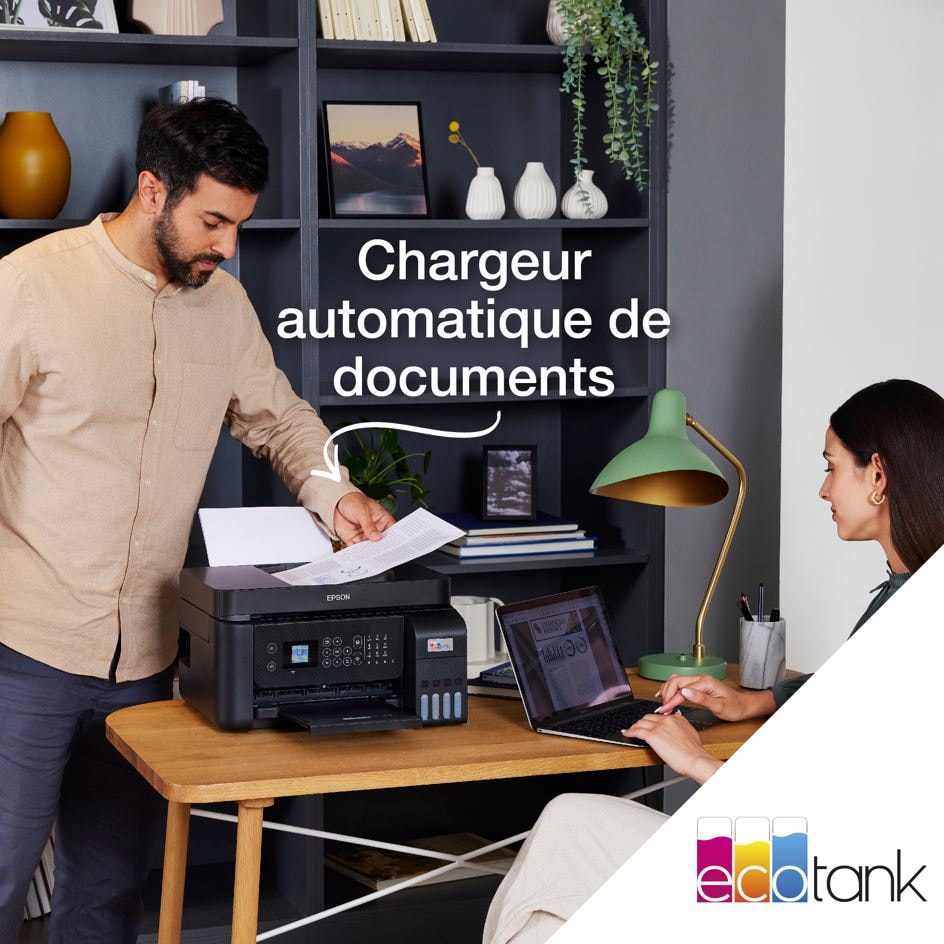 Imprimante multifonction réservoir d'encre EPSON Imprimante multifonction jet d'encre EcoTank ET4800 Noire - ECOTANK-ET4800