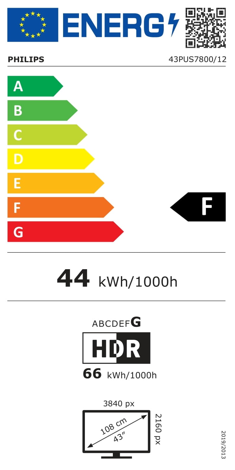 TV QLED 4K 108 cm PHILIPS 43" 4K 60Hz Noir - 43PUS7800/12
