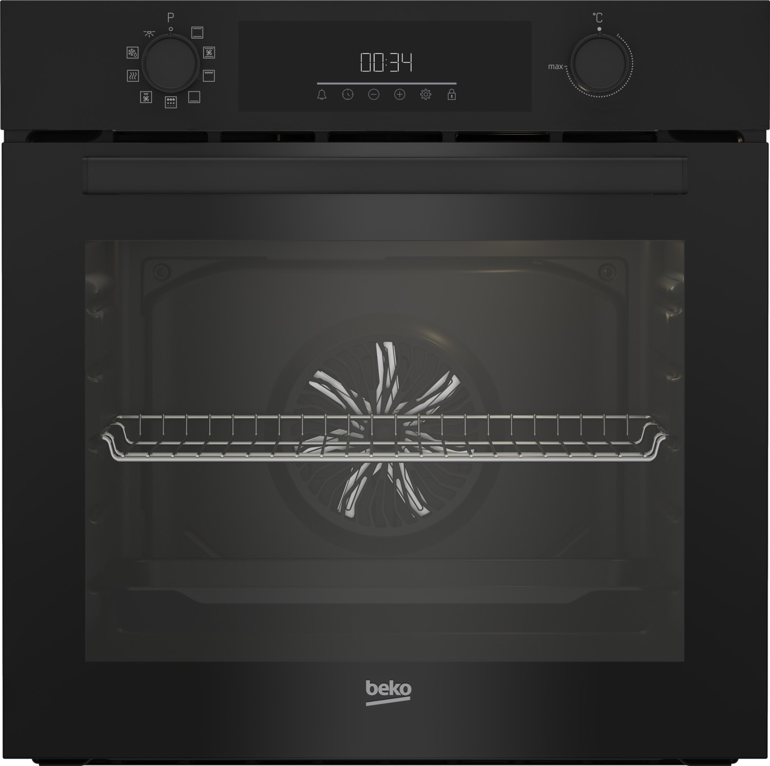 Four encastrable pyrolyse BEKO , Chaleur brassée, 2600W, 66L, Noir BBIE11300BMP