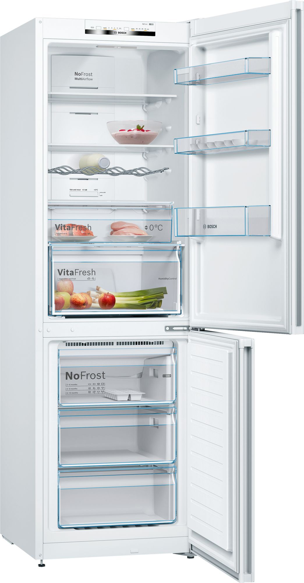 BOSCH Réfrigérateur congélateur bas Série 4 No Frost MultiAirflow 324L Blanc - KGN36VWED