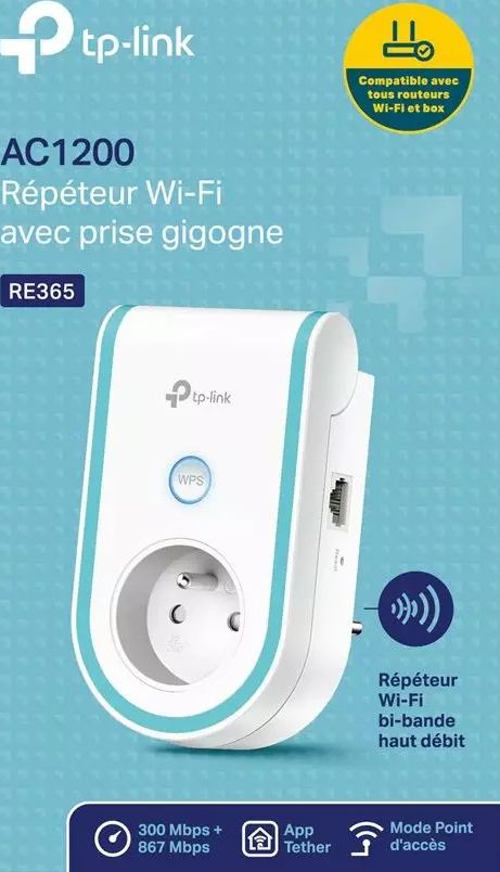 Adaptateur Ethernet Wifi TP-LINK RE365V2 - RE365V2